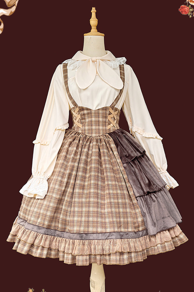 Gothic Lolita Dress - Morning Tune, Brown, High Waist, Ruffled, Printed - additional product view 10