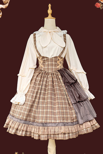 Gothic Lolita Dress - Morning Tune, Brown, High Waist, Ruffled, Printed - additional product view 10