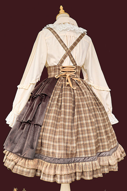 Gothic Lolita Dress - Morning Tune, Brown, High Waist, Ruffled, Printed - additional product view 12