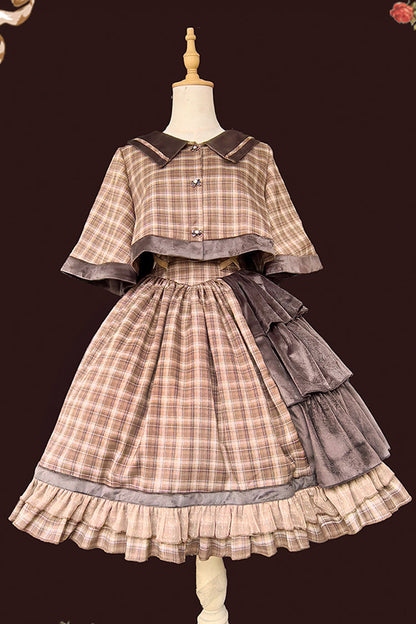 Gothic Lolita Dress - Morning Tune, Brown, High Waist, Ruffled, Printed - additional product view 13