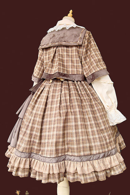 Gothic Lolita Dress - Morning Tune, Brown, High Waist, Ruffled, Printed - additional product view 15