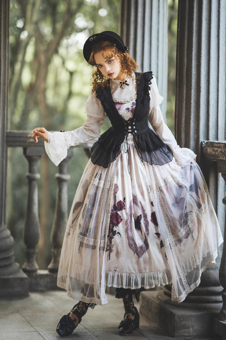 Gothic Lolita Dress - Multi-Color, Classic Style, Ruffled, Printed - additional product view 2