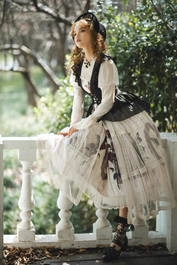 Gothic Lolita Dress - Multi-Color, Classic Style, Ruffled, Printed - additional product view 4