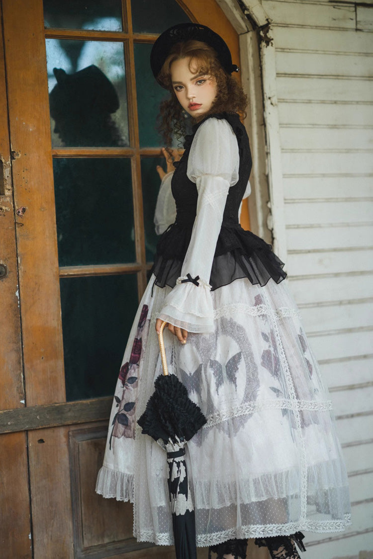 Gothic Lolita Dress - Multi-Color, Classic Style, Ruffled, Printed - additional product view 5