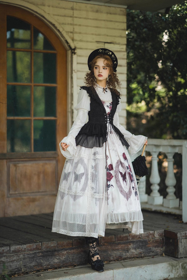 Gothic Lolita Dress - Multi-Color, Classic Style, Ruffled, Printed - additional product view 7