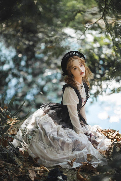 Gothic Lolita Dress - Multi-Color, Classic Style, Ruffled, Printed - additional product view 8