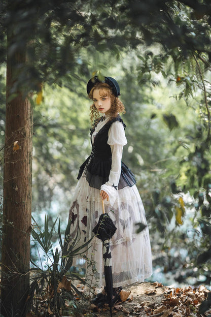 Gothic Lolita Dress - Multi-Color, Classic Style, Ruffled, Printed - additional product view 9