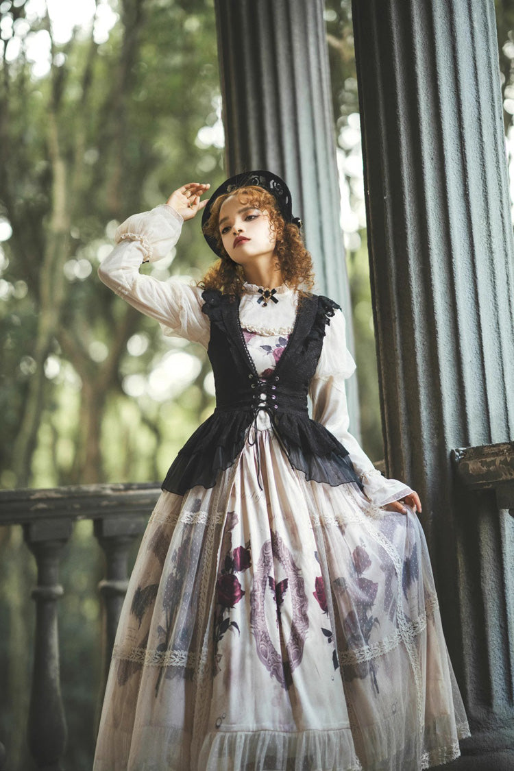 Gothic Lolita Dress - Multi-Color, Classic Style, Ruffled, Printed - additional product view 10