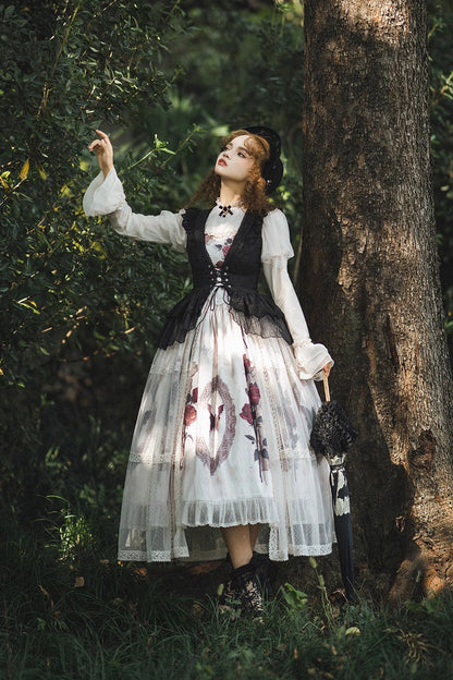 Gothic Lolita Dress - Multi-Color, Classic Style, Ruffled, Printed - additional product view 11