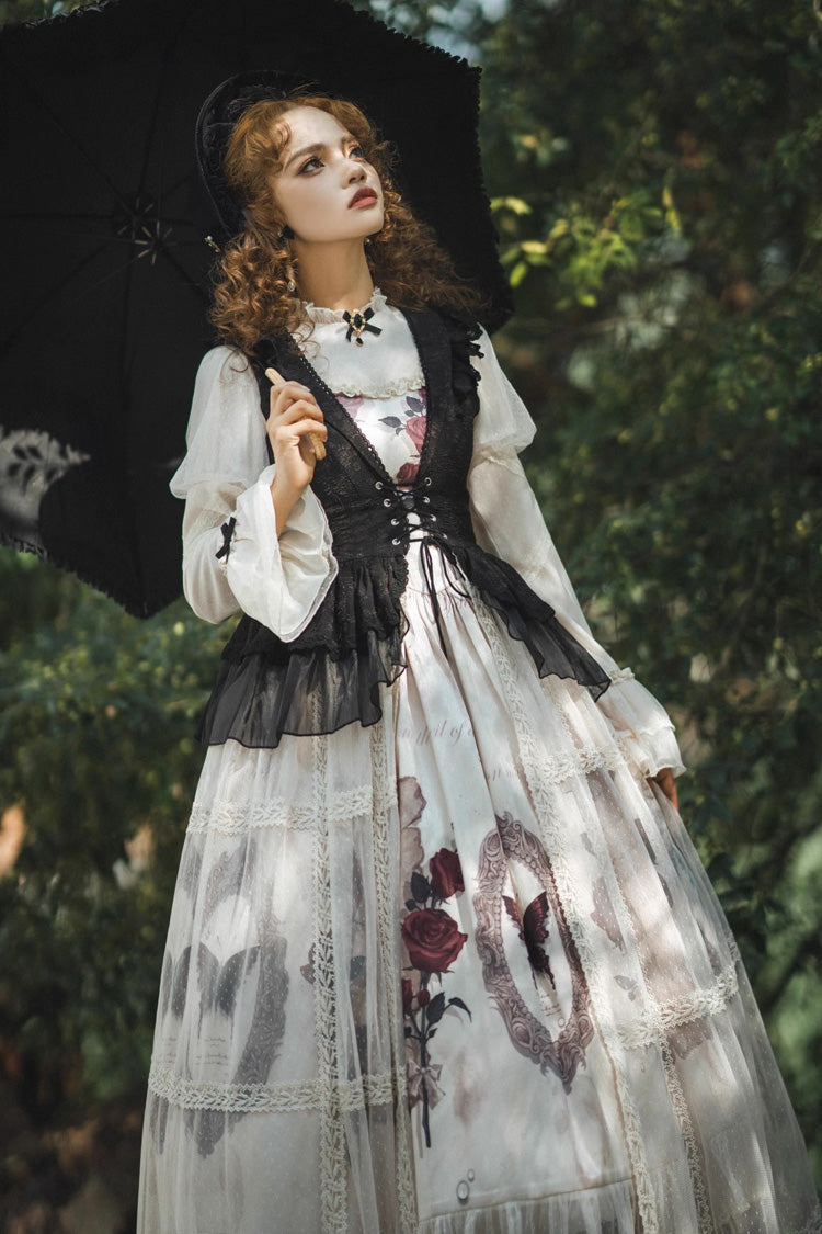 Gothic Lolita Dress - Multi-Color, Classic Style, Ruffled, Printed - additional product view 12