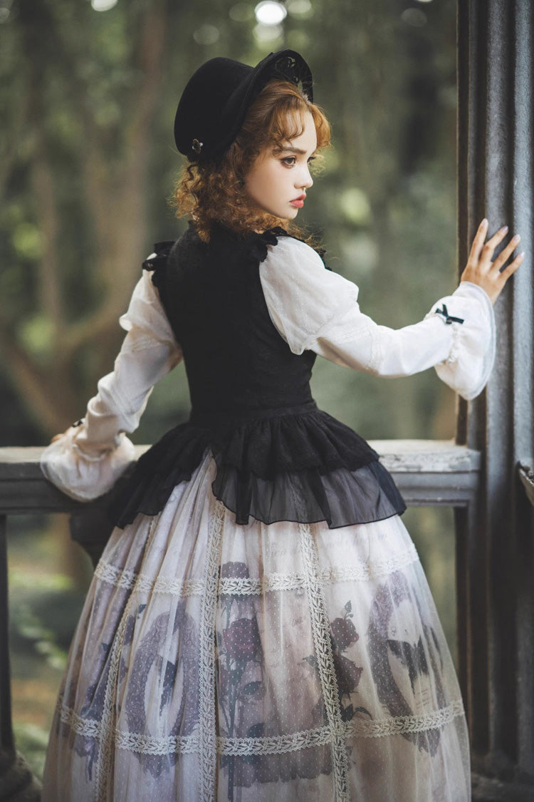 Gothic Lolita Dress - Multi-Color, Classic Style, Ruffled, Printed - additional product view 13
