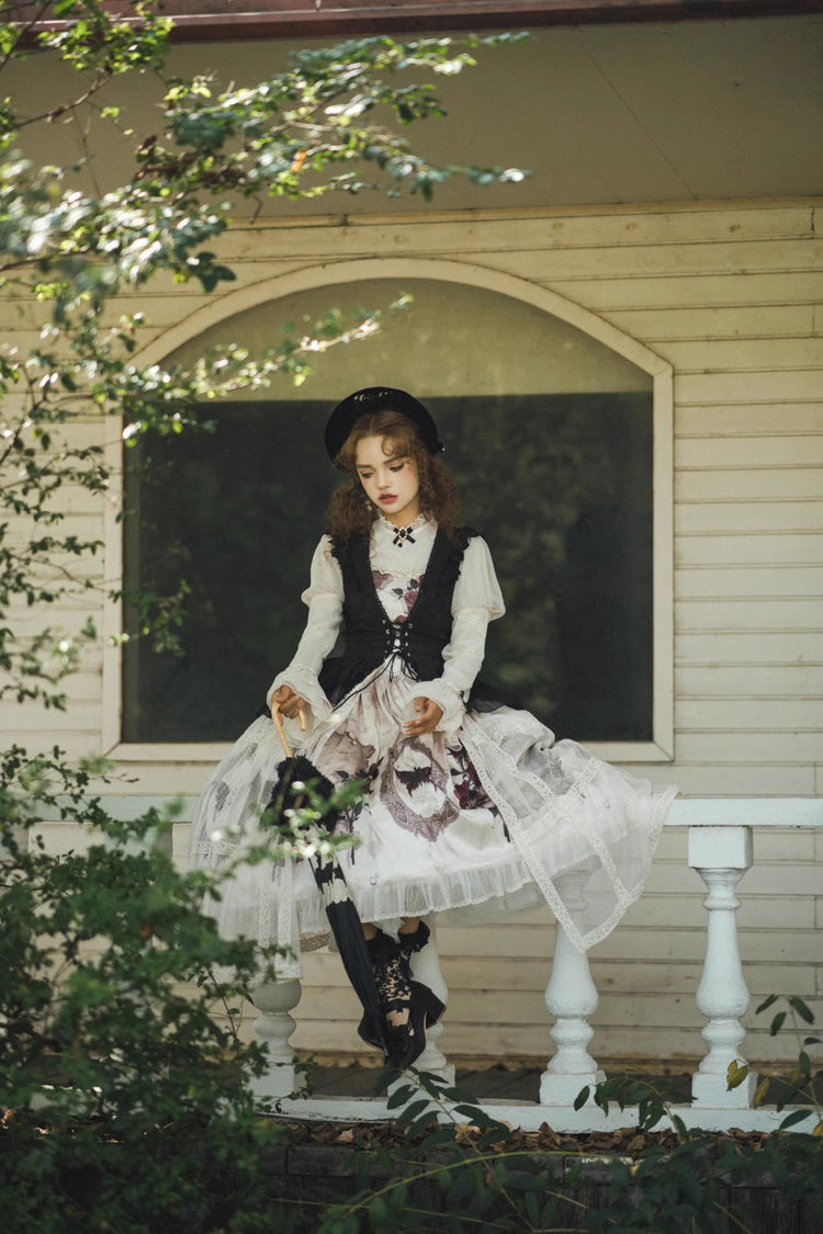 Gothic Lolita Dress - Multi-Color, Classic Style, Ruffled, Printed - additional product view 14