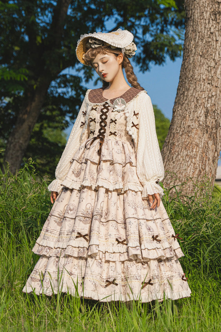 Gothic Lolita Dress - Multi-color Evening Time, Multi-Color, Ruffled, Printed, Layered - additional product view 3