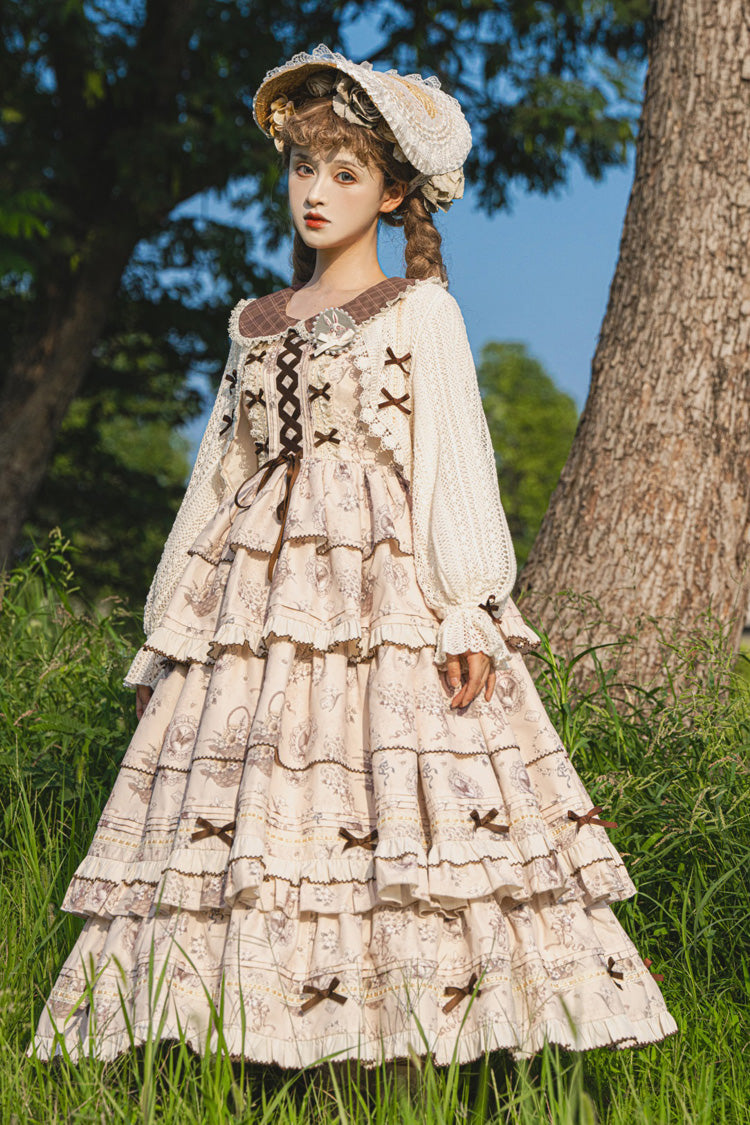 Gothic Lolita Dress - Multi-color Evening Time, Multi-Color, Ruffled, Printed, Layered - additional product view 4
