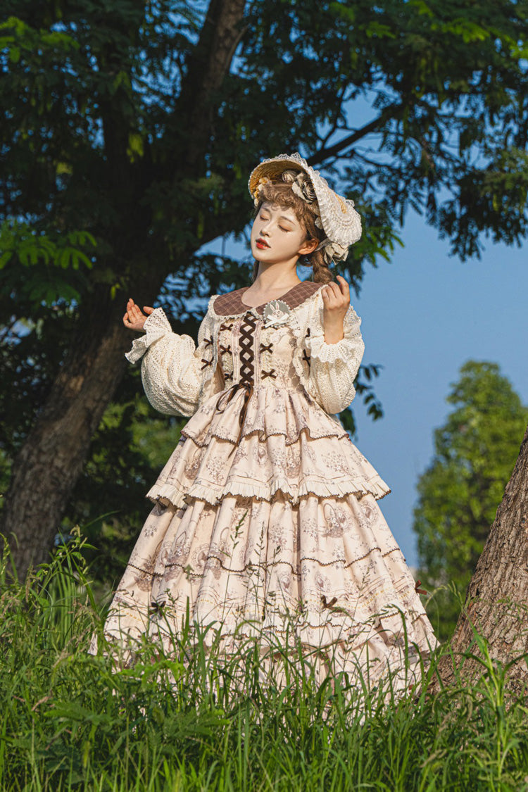Gothic Lolita Dress - Multi-color Evening Time, Multi-Color, Ruffled, Printed, Layered - additional product view 5