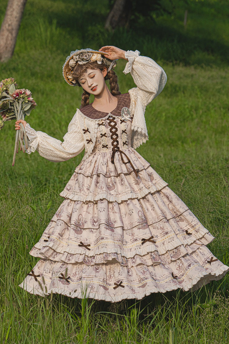 Gothic Lolita Dress - Multi-color Evening Time, Multi-Color, Ruffled, Printed, Layered - additional product view 6