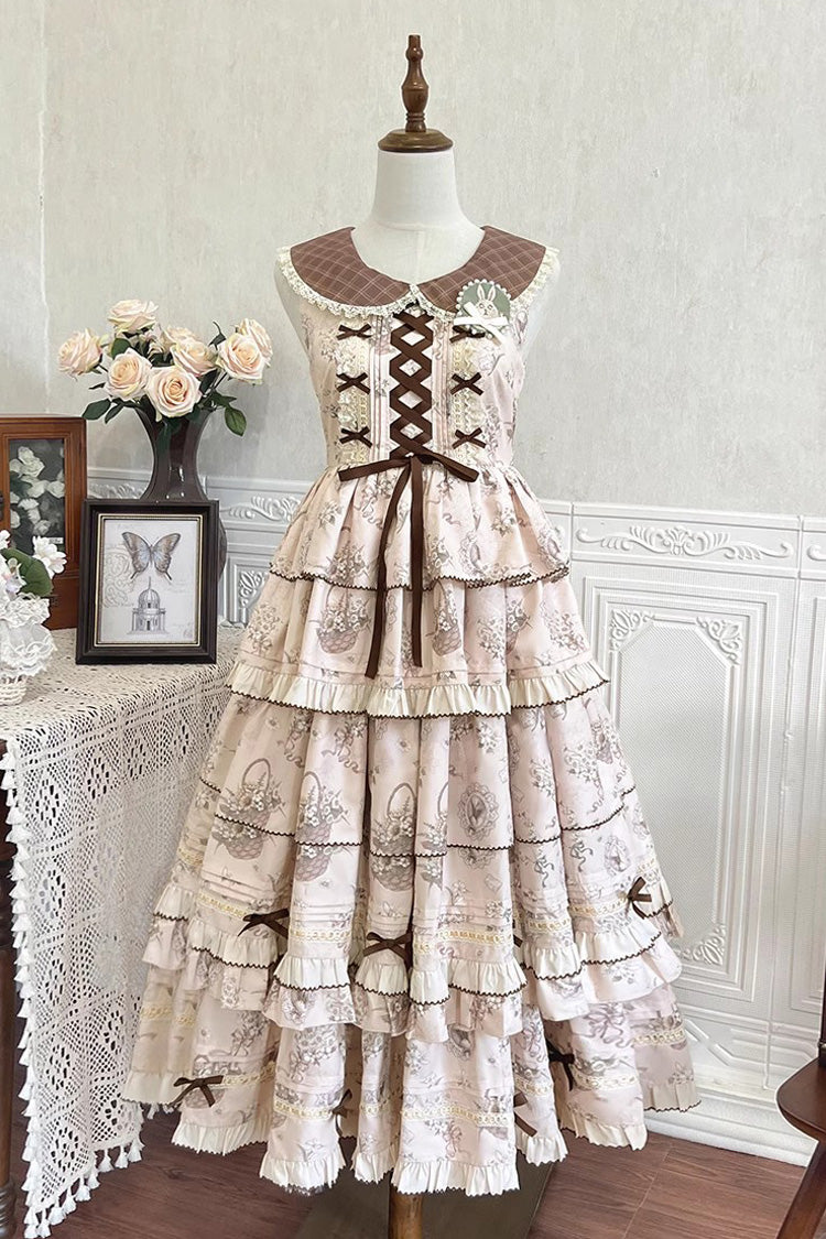 Gothic Lolita Dress - Multi-color Evening Time, Multi-Color, Ruffled, Printed, Layered - main product image