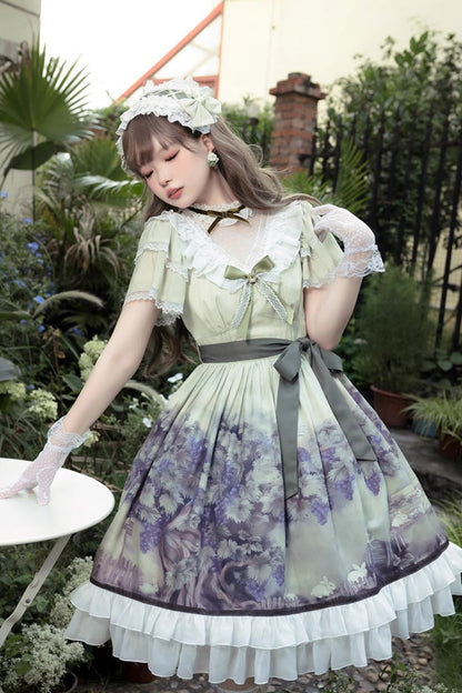 Gothic Lolita Dress - Multi-Color, Ruffled, Printed, Sweet Style - additional product view 2