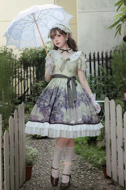 Gothic Lolita Dress - Multi-Color, Ruffled, Printed, Sweet Style - additional product view 3
