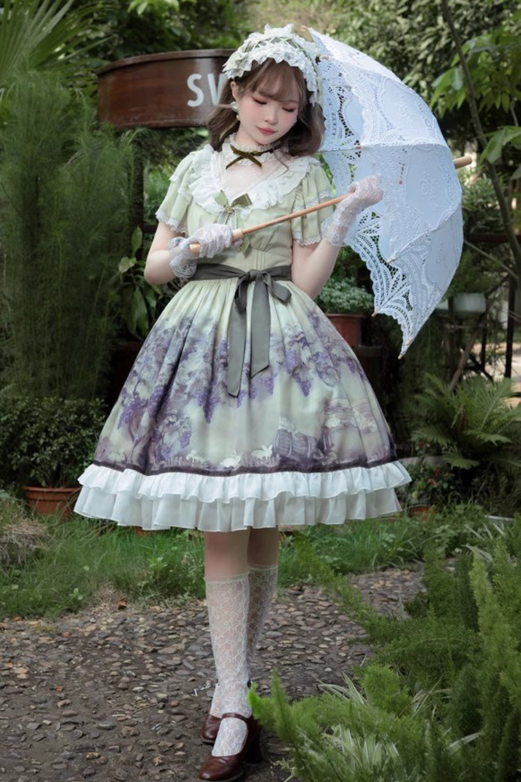 Gothic Lolita Dress - Multi-Color, Ruffled, Printed, Sweet Style - additional product view 5