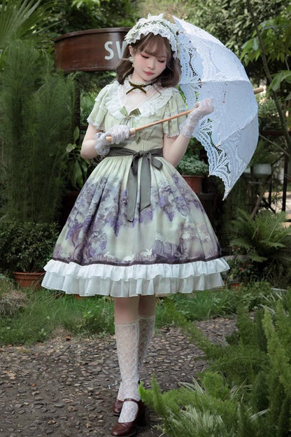 Gothic Lolita Dress - Multi-Color, Ruffled, Printed, Sweet Style - additional product view 5