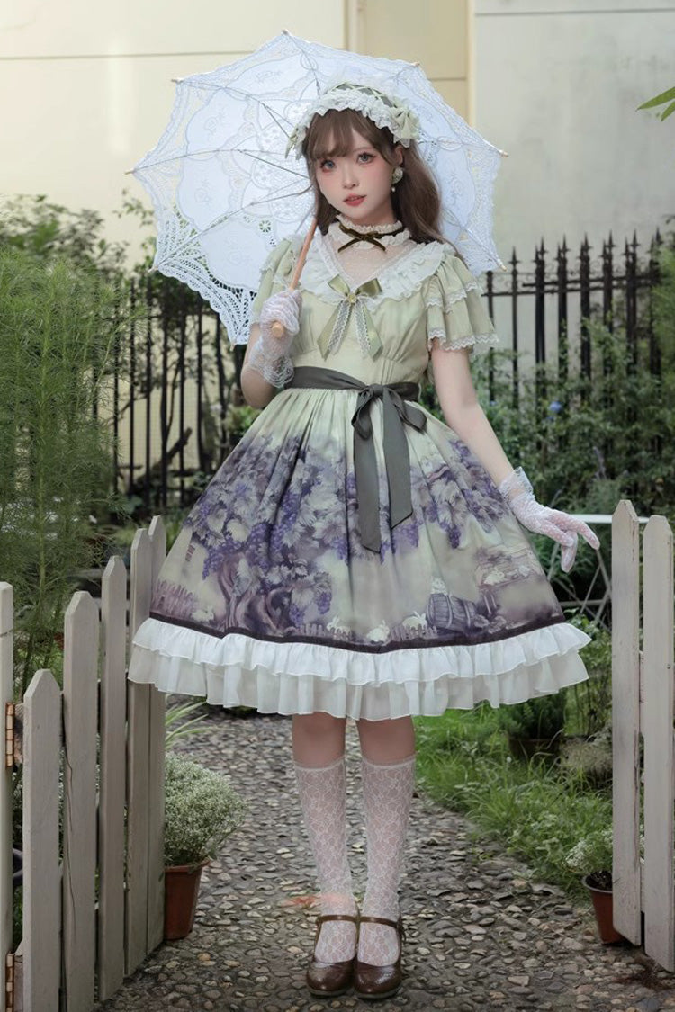 Gothic Lolita Dress - Multi-Color, Ruffled, Printed, Sweet Style - additional product view 6
