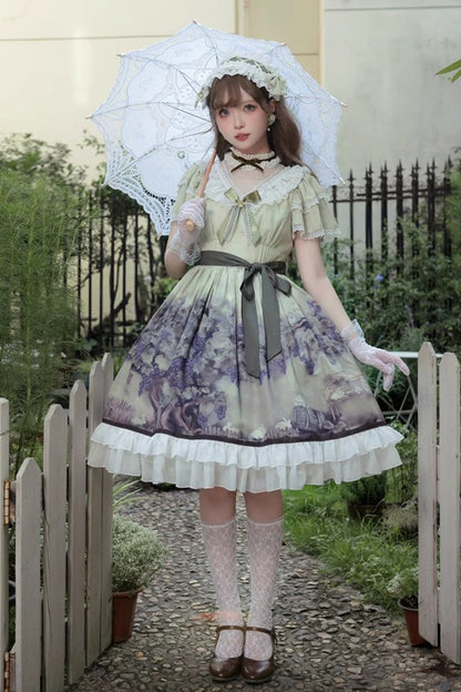 Gothic Lolita Dress - Multi-Color, Ruffled, Printed, Sweet Style - additional product view 6