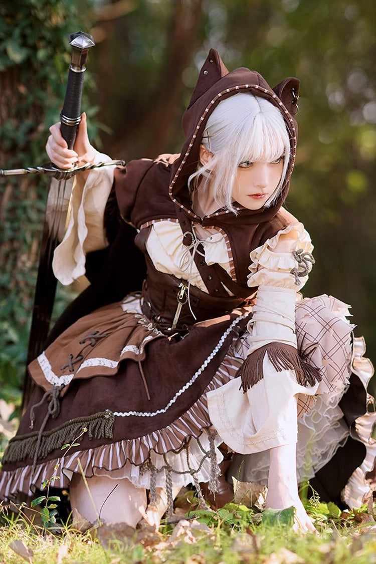Gothic Lolita Dress - Multi-color Steam Hunter Style, Multi-Color, Long Sleeves, Ruffled - additional product view 3