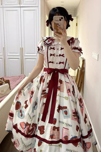Gothic Lolita Dress - Multi-color Strawberry, Multi-Color, Long Version, Long Length - additional product view 2