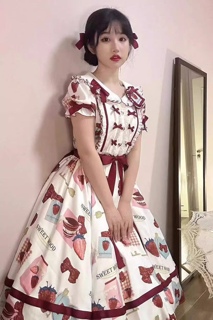 Gothic Lolita Dress - Multi-color Strawberry, Multi-Color, Long Version, Long Length - additional product view 3