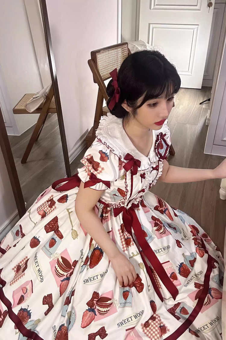 Gothic Lolita Dress - Multi-color Strawberry, Multi-Color, Long Version, Long Length - additional product view 4
