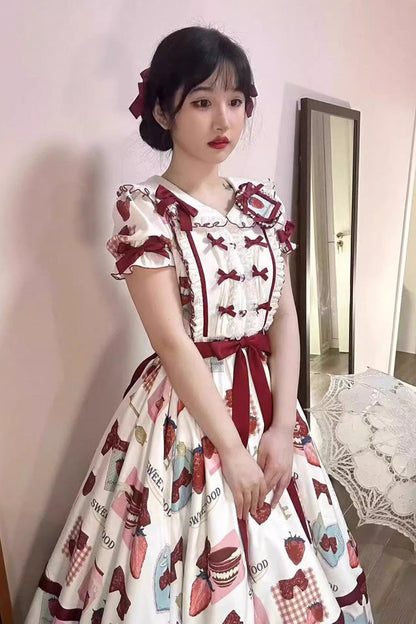 Gothic Lolita Dress - Multi-color Strawberry, Multi-Color, Long Version, Long Length - additional product view 5