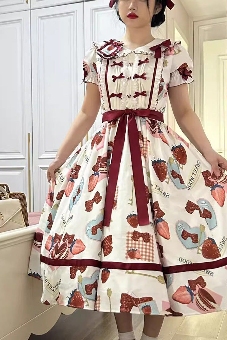Gothic Lolita Dress - Multi-color Strawberry, Multi-Color, Long Version, Long Length - main product image