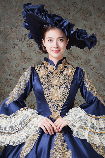 Gothic Lolita Dress - Multi-layer Half Sleeves Trumpet, 2 Colors, High Waist, Printed - additional product view 6