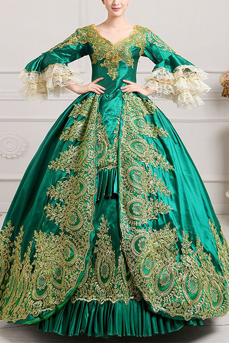 Gothic Lolita Dress - Multi-layer Half Sleeves Trumpet, 4 Colors, High Waist, Embroidered - main product image