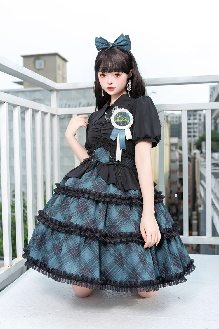 Gothic Lolita Dress - Multi-layer Margaret Plaid Print, 4 Colors, Plaid, Sweet Style - additional product view 3