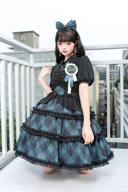 Gothic Lolita Dress - Multi-layer Margaret Plaid Print, 4 Colors, Plaid, Sweet Style - additional product view 3