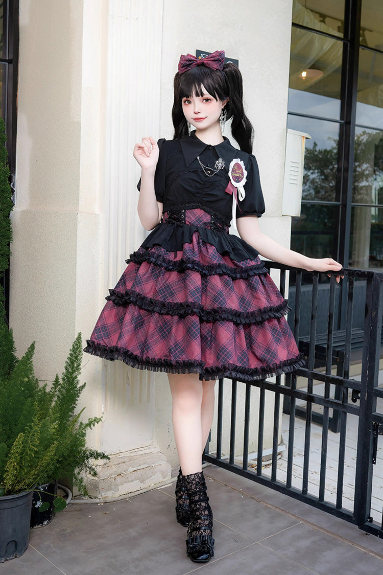 Gothic Lolita Dress - Multi-layer Margaret Plaid Print, 4 Colors, Plaid, Sweet Style - additional product view 5