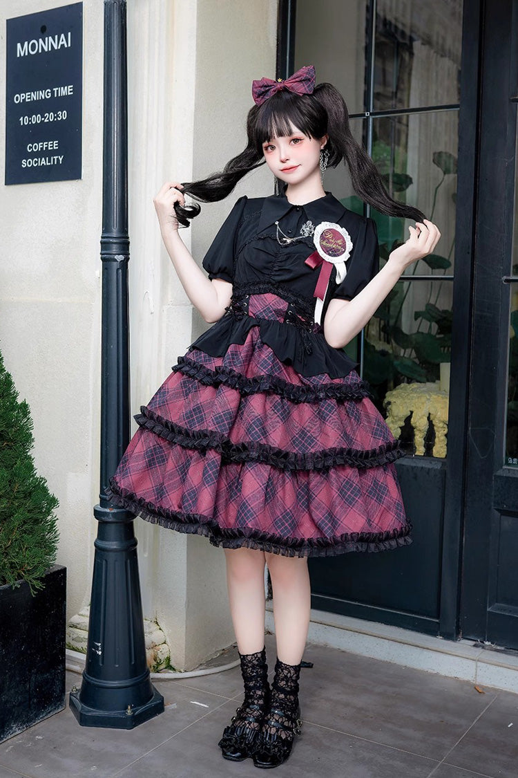 Gothic Lolita Dress - Multi-layer Margaret Plaid Print, 4 Colors, Plaid, Sweet Style - additional product view 6