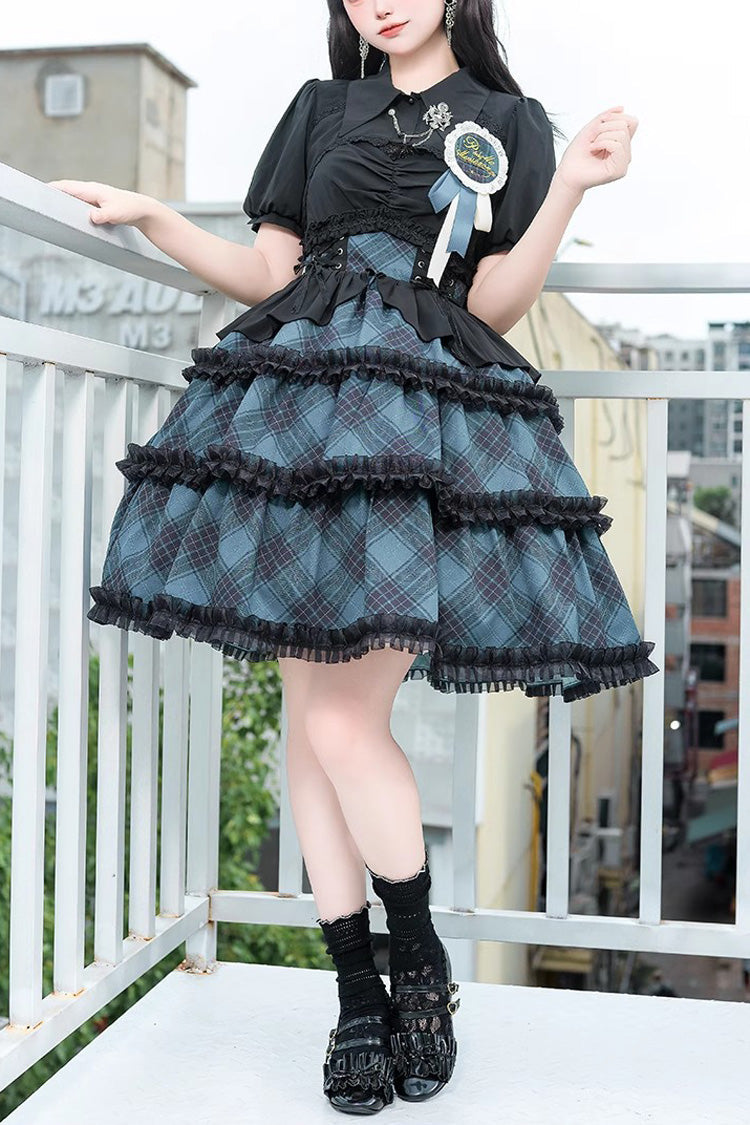 Gothic Lolita Dress - Multi-layer Margaret Plaid Print, 4 Colors, Plaid, Sweet Style - main product image