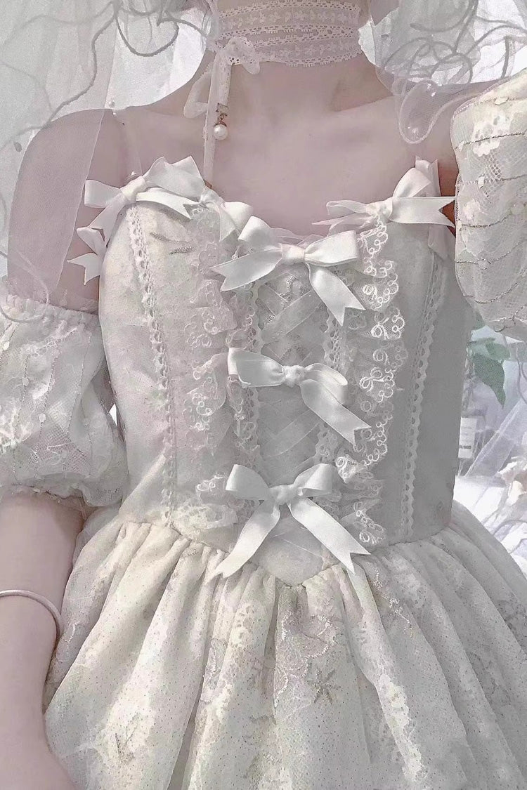 Gothic Lolita Dress - Multi-layer Print Hanayome, White, Sweet Style, Bow Detail, Printed - additional product view 3