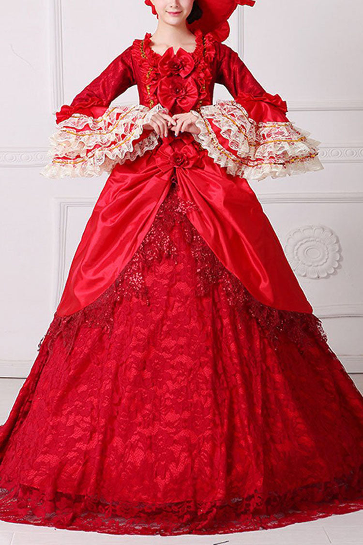 Gothic Lolita Dress - Multi-layer, Red, High Waist, Lace Trim, Embroidered - main product image