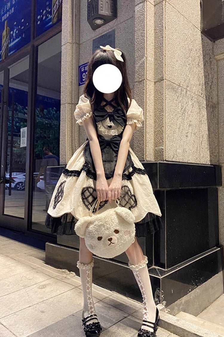Gothic Lolita Dress - Multi-layer Ruffle Bowknot, Ivory, Sweet Style, Bow Detail, Ruffled - additional product view 2
