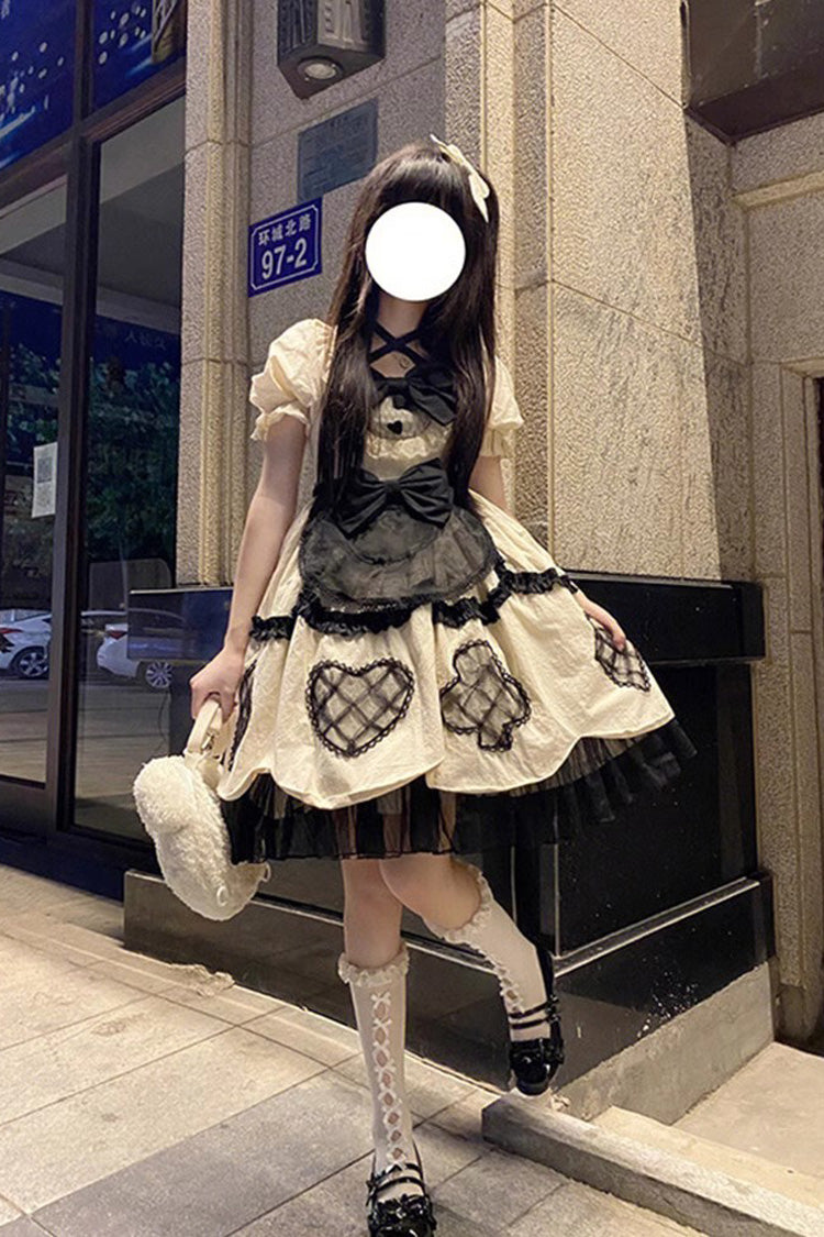 Gothic Lolita Dress - Multi-layer Ruffle Bowknot, Ivory, Sweet Style, Bow Detail, Ruffled - additional product view 4