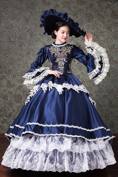 Gothic Lolita Dress - Multi-layer Trumpet Sleeves High, 2 Colors, High Waist, Lace Trim - additional product view 3