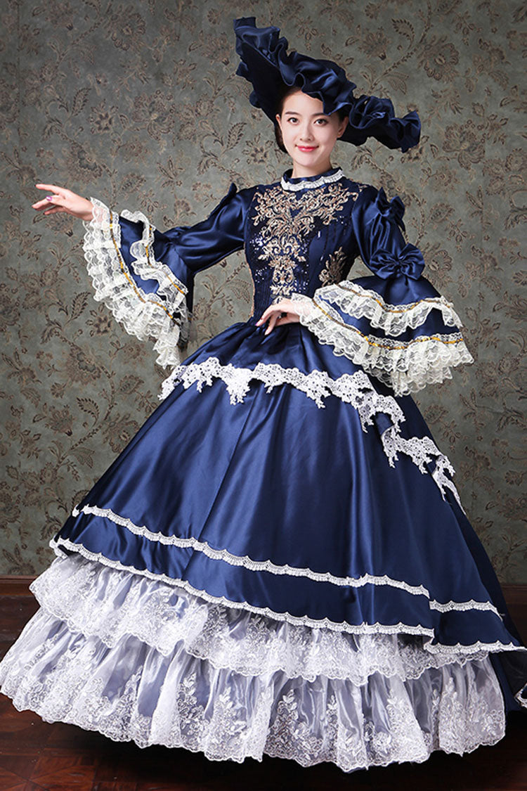 Gothic Lolita Dress - Multi-layer Trumpet Sleeves High, 2 Colors, High Waist, Lace Trim - additional product view 4