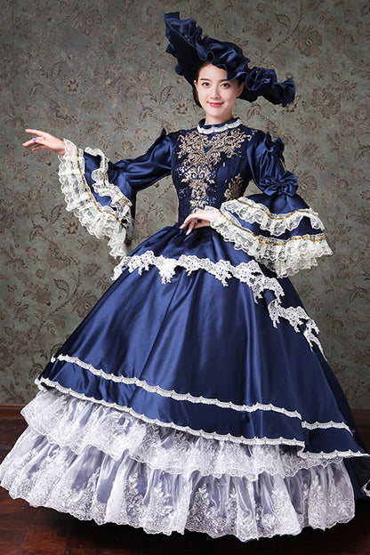 Gothic Lolita Dress - Multi-layer Trumpet Sleeves High, 2 Colors, High Waist, Lace Trim - additional product view 4