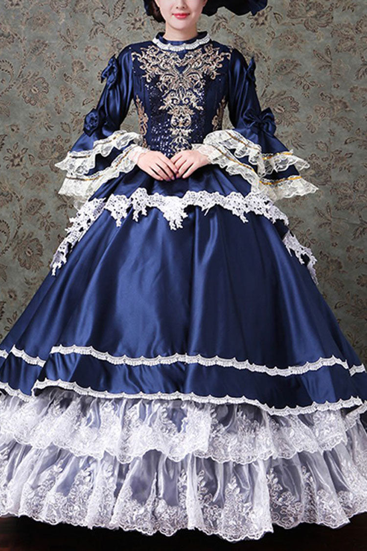Gothic Lolita Dress - Multi-layer Trumpet Sleeves High, 2 Colors, High Waist, Lace Trim - main product image