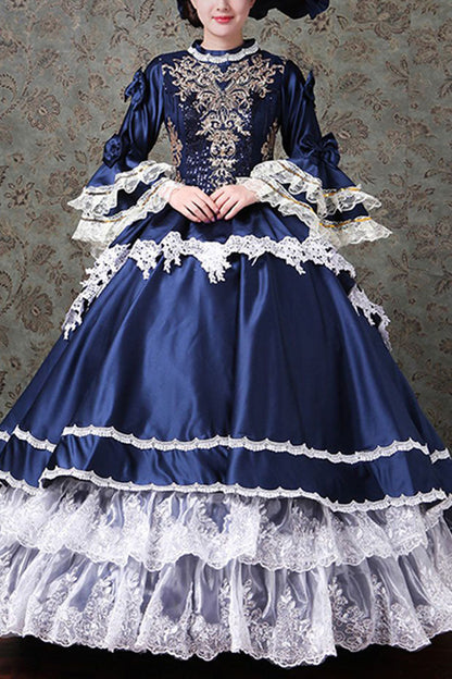 Gothic Lolita Dress - Multi-layer Trumpet Sleeves High, 2 Colors, High Waist, Lace Trim - main product image