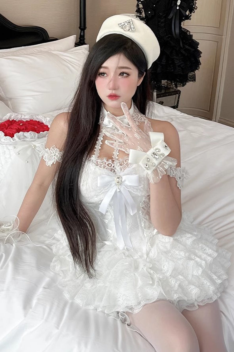 Gothic Lolita Dress - Multi-layer, White, Sweet Style, Bow Detail, Lace Trim - additional product view 3